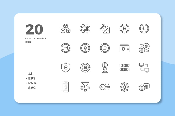 20 Cryptocurrency Icons (Line)