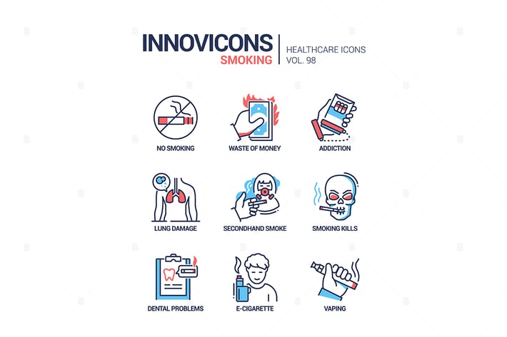 Smoking - line design style icons set