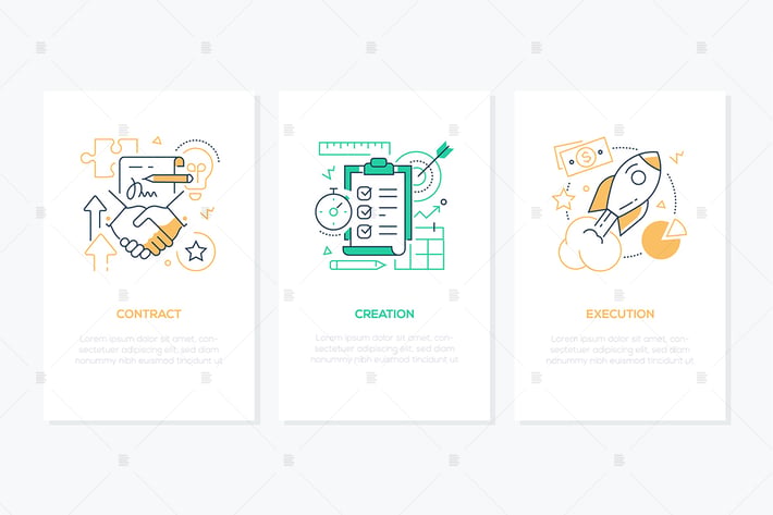 Business processes - line design style banners set