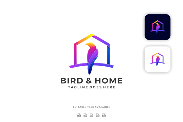 Bird and Home Gradient Logo