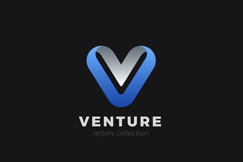 Letter V Logo design 3D Ribbon style