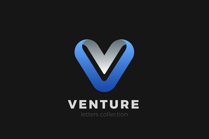 Letter V Logo design 3D Ribbon style