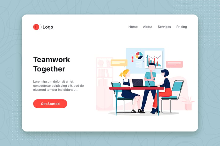 Teamwork together flat concept for Landing page