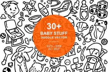 Baby Stuffs Doodle Art Illustration