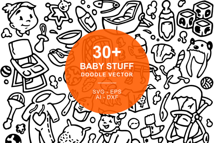 Baby Stuffs Doodle Art Illustration