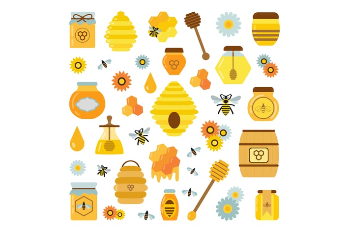 Organic Honey Making Apiary Icons