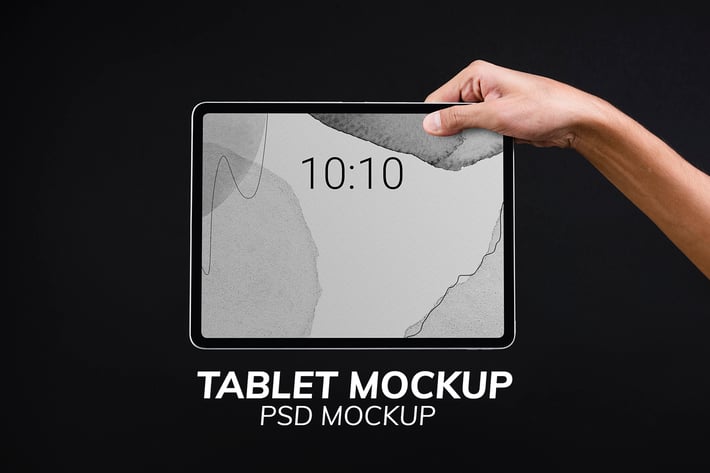 Digital tablet screen mockup psd with hand