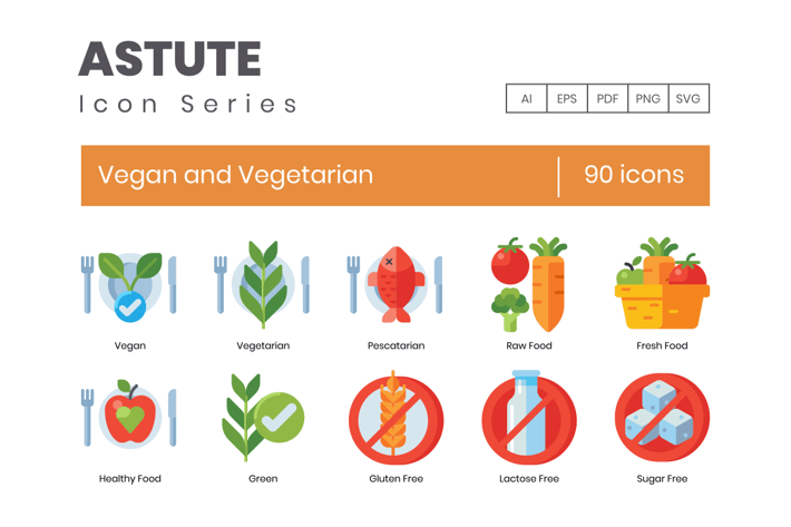 90 Vegan and Vegetarian Icons