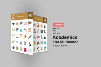 50 Academics Flat Multicolor Icons Season II