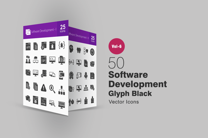 50 Software Development Glyph Icons