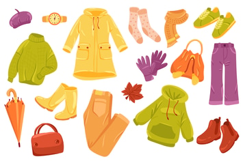 Autumn Clothing Isolated Elements Set