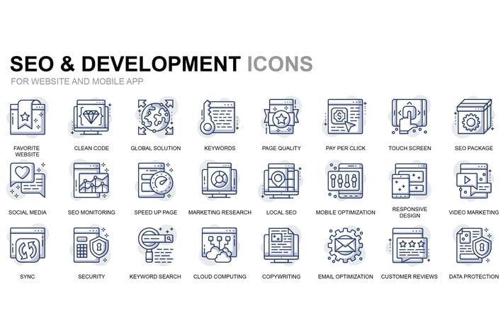 Seo and Development Thin Line Icons