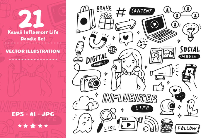 Kawaii Influencers Life Doodle Set