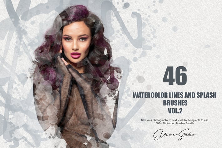 46 Watercolor Lines and Splash Brushes - Vol. 2