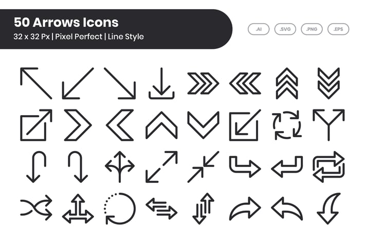 50 Arrows Icons Set - Line