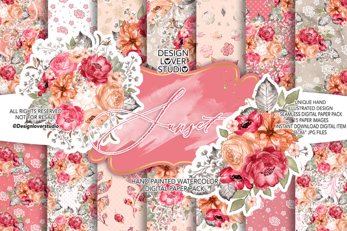 Sunset digital paper pack