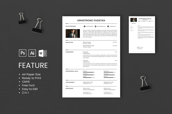 Professional CV And Resume Template Fadeyka