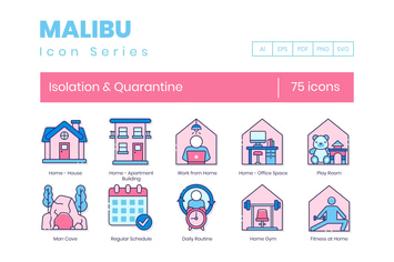 75 Isolation & Quarantine Line Icons