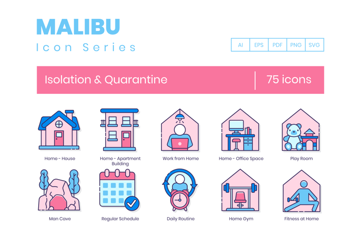 75 Isolation & Quarantine Line Icons