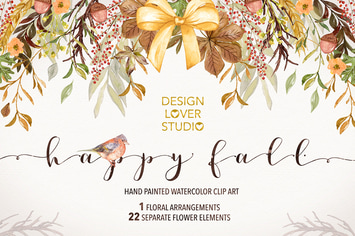 Watercolor "Happy Fall" design