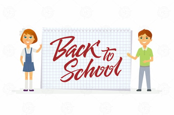 Back to school - characters of happy students
