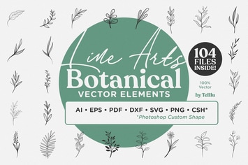 Line Art Botanical Vector Elements