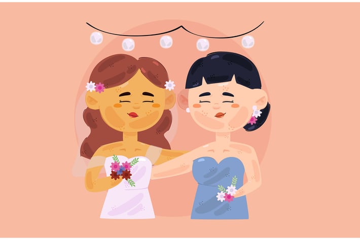 Bridesmaid with Bride Illustration