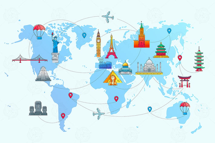 Map of the World - vector flat travel illustration