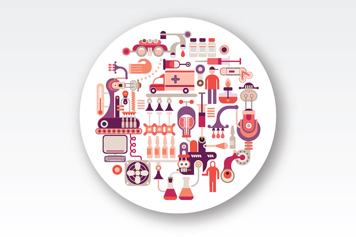 Research Laboratory Equipment round vector design
