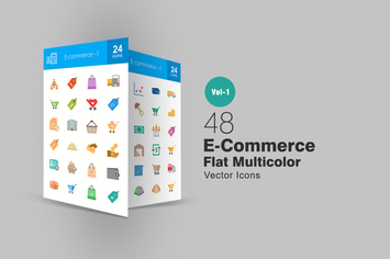 48 Ecommerce Flat Multicolor Icons