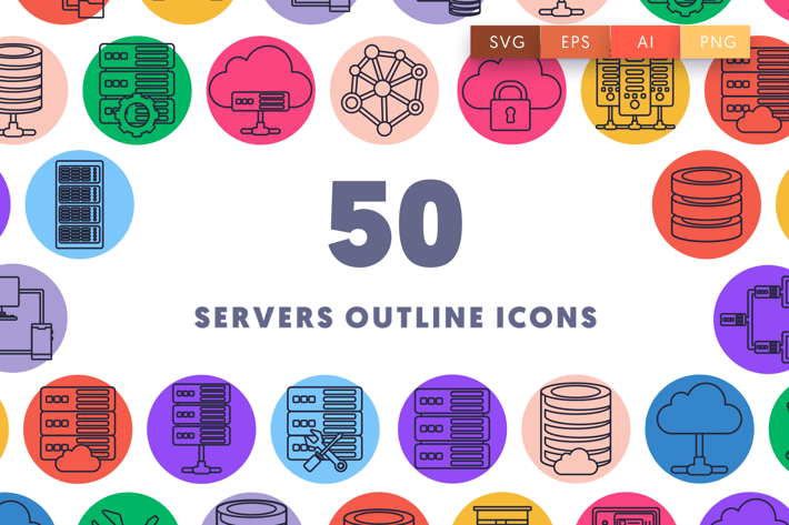50 Server Outline Icons
