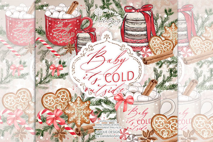 Gingerbread Watercolor Clipart
