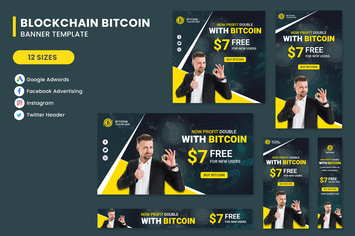 Blockchain Bitcoin Banners Ad Set Template