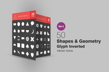 50 Shapes & Geometry Glyph Inverted Icons