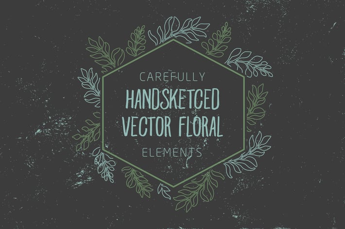 Carefully handsketched vector floral elements