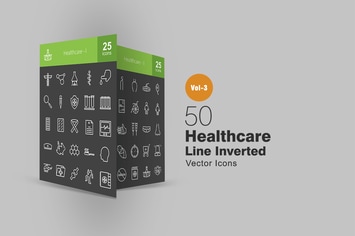 50 Healthcare Line Inverted Icons