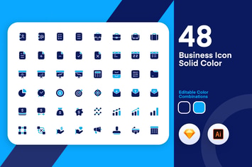 Business Solid Color Icon Set