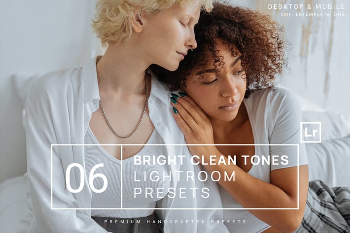 6 Bright Clean Tones Lightroom Presets + Mobile