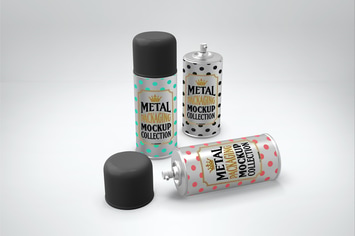 Metal Spray Cans Packaging Mockup