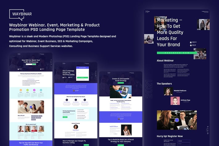 Waybinar - Webinar & Event Business PSD Template