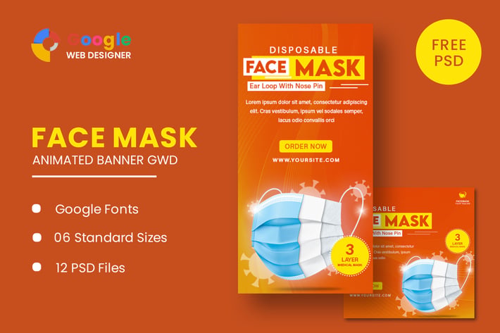 Face Mask Animated Banner Google Web Designer
