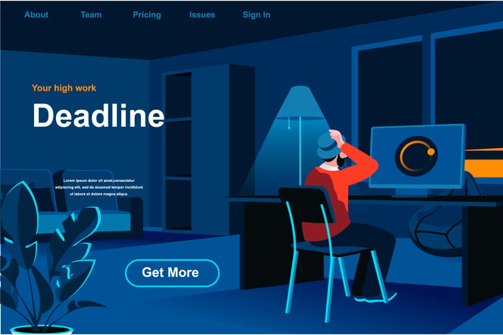 Work Deadline Isometric Web Page Flat Concept