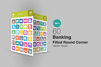 60 Banking Filled Round Corner Icons