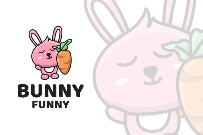 Bunny Funny Cute Logo Template