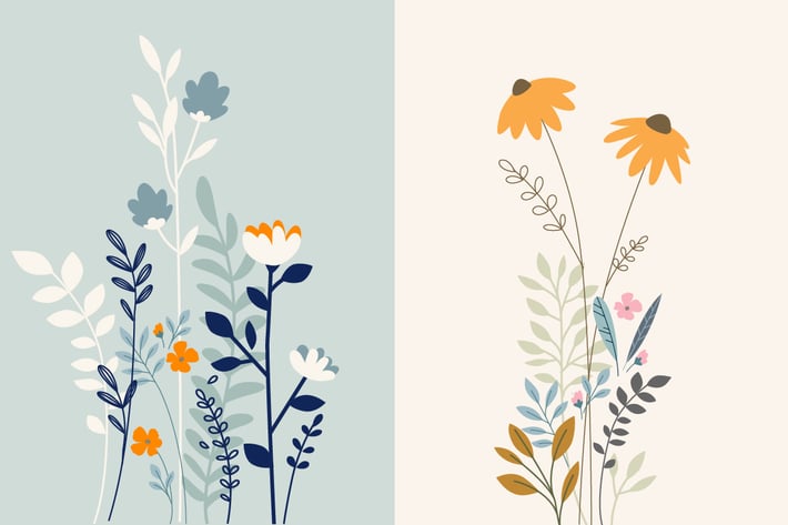 Set of floral background