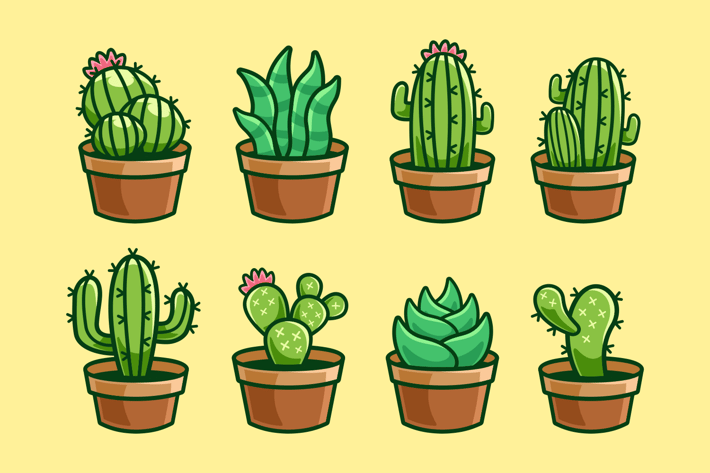 Collection of Cactus Plant Cartoon