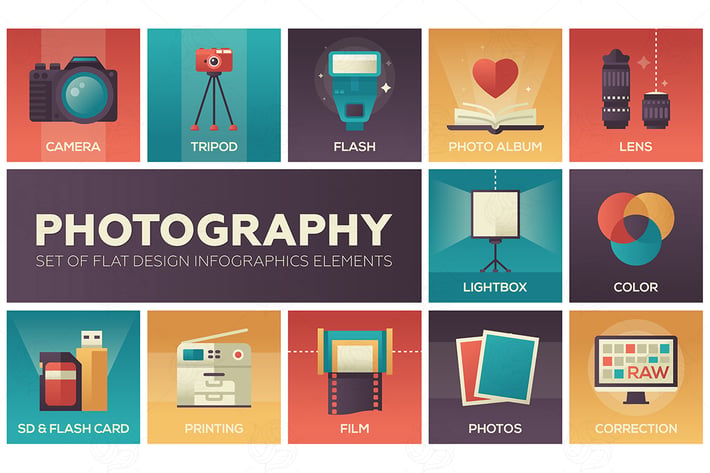 Photography - set of flat design elements