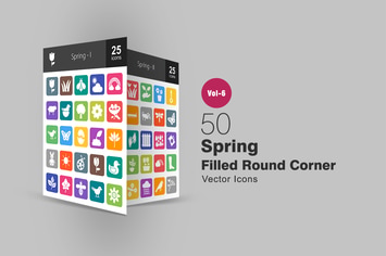 50 Spring Filled Round Corner Icons