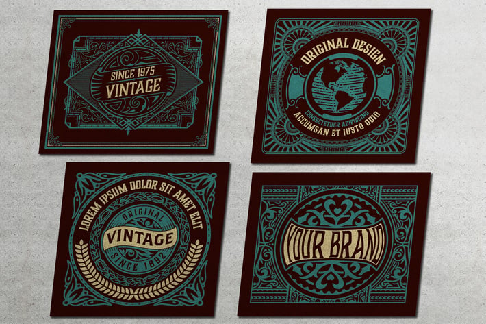 Set of 4 Vintage Labels for Packing