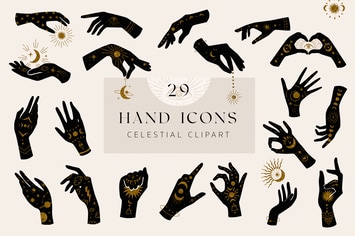 Hands Icon Clipart Set 